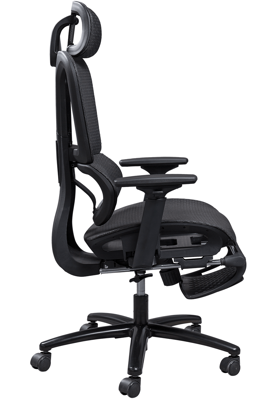 Sedia da ufficio ergonomica in rete con struttura in plastica Sedia in rete dal design classico Sedia da ufficio con poggiatesta regolabile con poggiapiedi details