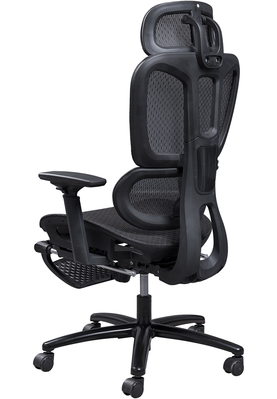 Sedia da ufficio ergonomica in rete con struttura in plastica Sedia in rete dal design classico Sedia da ufficio con poggiatesta regolabile con poggiapiedi details