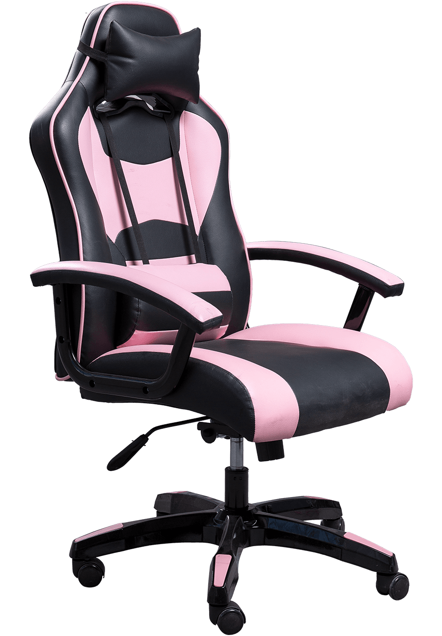 Sedia da ufficio in pelle PU nera rosa di qualità superiore Comoda sedia da corsa per PC Gamer details